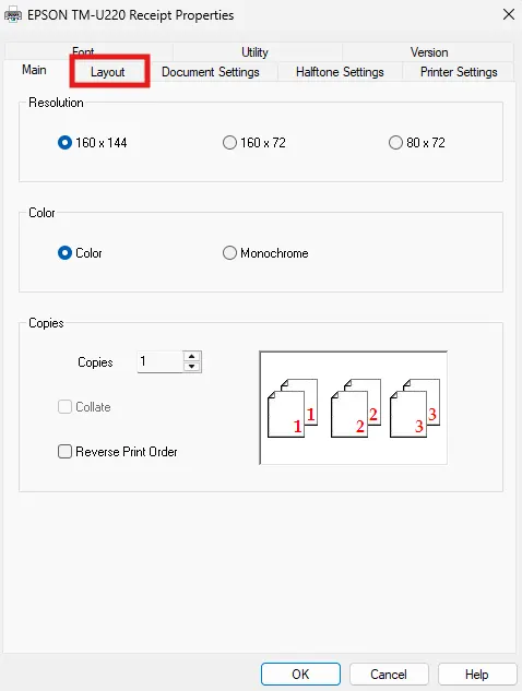 setting printer dot matrix